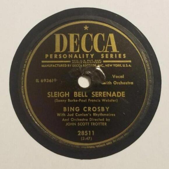 3/$25 Bing Crosby 78 RPM Keep It a Secret / Sleigh Bell Serenade Decca 28511 - Picture 3 of 5